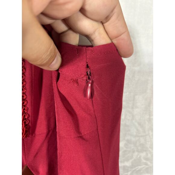 Scarlet Darkness Renaissance Dress Costume XL Red Burgundy Ruffle Hem Smocked - Picture 5 of 11